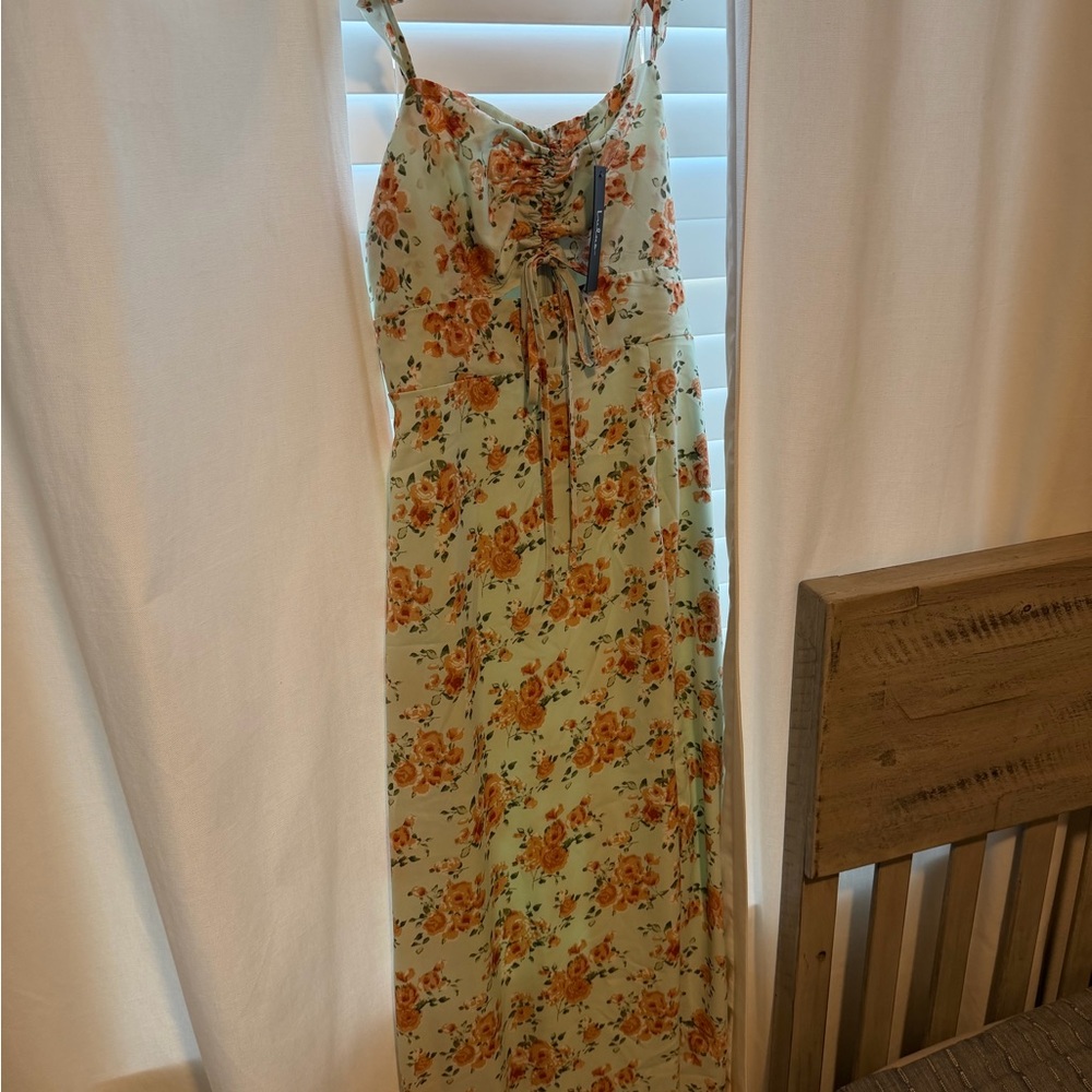 NWT Lulu's Floral Maxi Dress in Mint and Orange